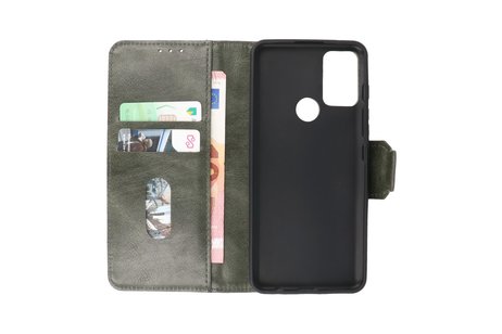 BAOHU Zakelijke Book Case Telefoonhoesje - Portemonnee Hoesje - Pasjeshouder Wallet Case - Geschikt voor Motorola Moto G50 - Donker Groen