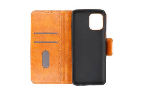 Zakelijke Book Case Telefoonhoesje - Portemonnee Hoesje - Pasjeshouder Wallet Case - Geschikt voor Motorola Moto G100 - Bruin