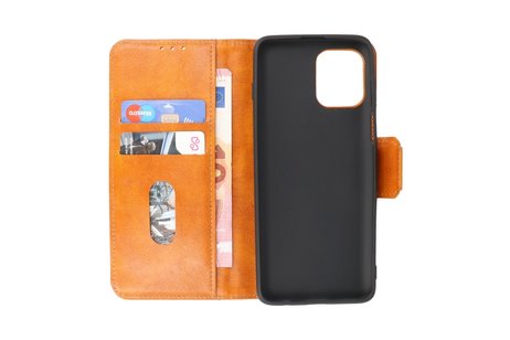 BAOHU Zakelijke Book Case Telefoonhoesje - Portemonnee Hoesje - Pasjeshouder Wallet Case - Geschikt voor Motorola Moto G100 - Bruin
