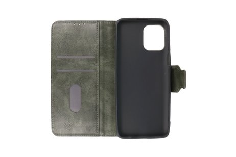 Zakelijke Book Case Telefoonhoesje - Portemonnee Hoesje - Pasjeshouder Wallet Case - Geschikt voor Motorola Moto G100 - Donker Groen