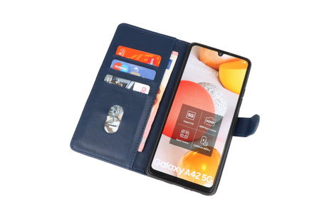 BAOHU Hoesje Geschikt voor Samsung Galaxy A42 5G - Kaarthouder Book Case Telefoonhoesje - Navy