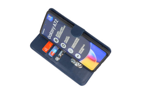 Hoesje Geschikt voor Samsung Galaxy A72 / A72 5G - Kaarthouder Book Case Telefoonhoesje - Navy