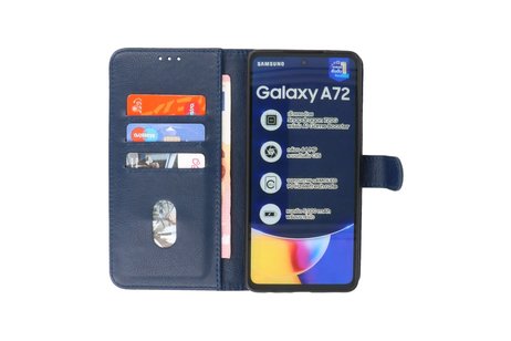 Hoesje Geschikt voor Samsung Galaxy A72 / A72 5G - Kaarthouder Book Case Telefoonhoesje - Navy