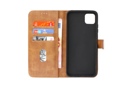 BAOHU Hoesje Geschikt voor Samsung Galaxy A22 5G - Kaarthouder Book Case Telefoonhoesje - Bruin