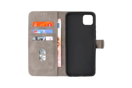 BAOHU Hoesje Geschikt voor Samsung Galaxy A22 5G - Kaarthouder Book Case Telefoonhoesje - Grijs