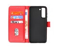BAOHU Hoesje Geschikt voor de Samsung Galaxy S21 FE - Kaarthouder Book Case Telefoonhoesje - Rood