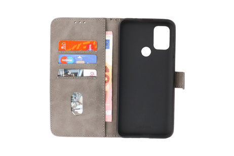 Motorola Moto G30 - Moto G20 - Moto G10 Hoesje Kaarthouder Book Case Telefoonhoesje Grijs