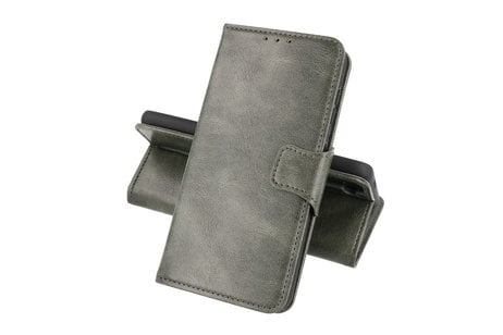 BAOHU Zakelijke Book Case Telefoonhoesje - Portemonnee Hoesje - Pasjeshouder Wallet Case - Geschikt voor Oppo Reno 6 Pro Plus 5G - Donker Groen