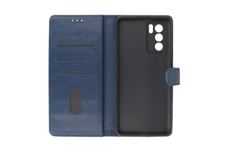 BAOHU Hoesje Geschikt voor de Oppo Reno 6 Pro 5G - Kaarthouder Book Case Telefoonhoesje - Navy