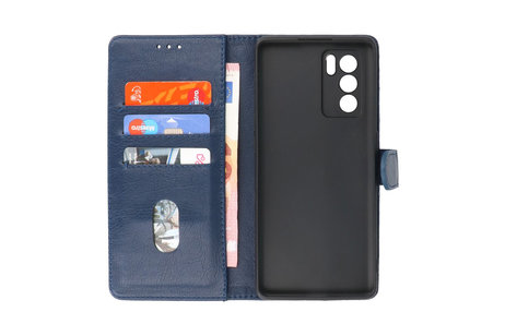 BAOHU Hoesje Geschikt voor de Oppo Reno 6 Pro 5G - Kaarthouder Book Case Telefoonhoesje - Navy