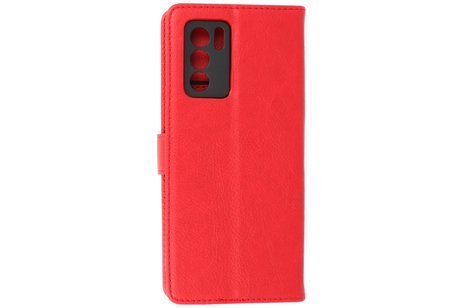 BAOHU Hoesje Geschikt voor de Oppo Reno 6 Pro 5G - Kaarthouder Book Case Telefoonhoesje - Rood