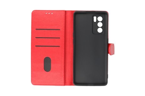 BAOHU Hoesje Geschikt voor de Oppo Reno 6 Pro 5G - Kaarthouder Book Case Telefoonhoesje - Rood