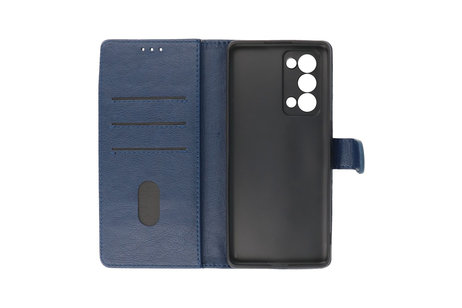 Oppo Reno 6 Pro Plus 5G Hoesje Kaarthouder Book Case Telefoonhoesje Navy