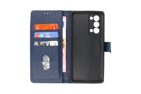 BAOHU Hoesje Geschikt voor de Oppo Reno 6 Pro Plus 5G - Kaarthouder Book Case Telefoonhoesje - Navy