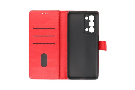 Hoesje Geschikt voor de Oppo Reno 6 Pro Plus 5G - Kaarthouder Book Case Telefoonhoesje - Rood