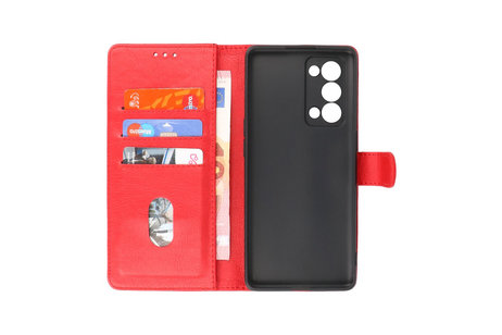 BAOHU Hoesje Geschikt voor de Oppo Reno 6 Pro Plus 5G - Kaarthouder Book Case Telefoonhoesje - Rood