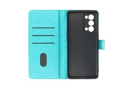 BAOHU Hoesje Geschikt voor de Oppo Reno 6 Pro Plus 5G - Kaarthouder Book Case Telefoonhoesje - Groen