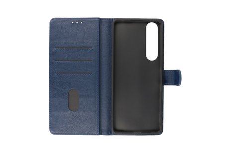 BAOHU Hoesje Geschikt voor de Sony Xperia 1 III - Kaarthouder Book Case Telefoonhoesje - Navy
