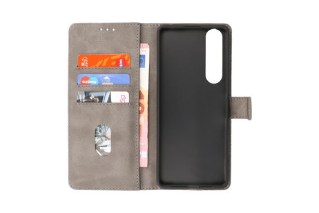 BAOHU Hoesje Geschikt voor de Sony Xperia 1 III - Kaarthouder Book Case Telefoonhoesje - Grijs