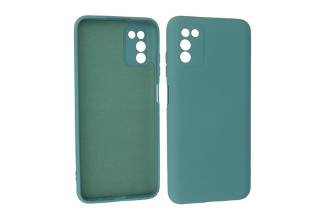 BAOHU Hoesje Geschikt voor de Samsung Galaxy A03s - Fashion Color Backcover Telefoonhoesje - Donker Groen