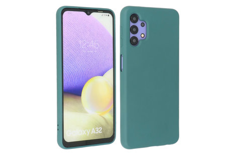 BAOHU Hoesje Geschikt voor de Samsung Galaxy A32 4G - Fashion Color Backcover Telefoonhoesje - Donker Groen