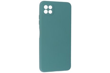 BAOHU Hoesje Geschikt voor de Samsung Galaxy A22 5G - Fashion Color Backcover Telefoonhoesje - Donker Groen