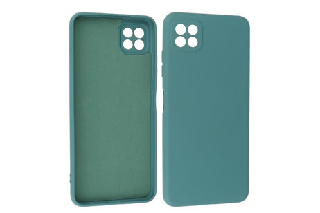 BAOHU Hoesje Geschikt voor de Samsung Galaxy A22 5G - Fashion Color Backcover Telefoonhoesje - Donker Groen