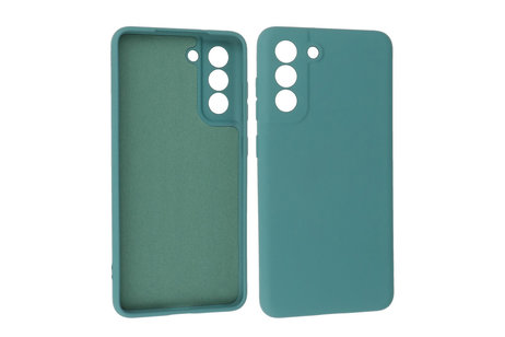 BAOHU Hoesje Geschikt voor de Samsung Galaxy S21 FE - Fashion Color Backcover Telefoonhoesje - Donker Groen