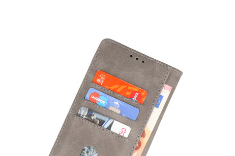 Motorola Moto Edge 20 Lite Hoesje Kaarthouder Book Case Telefoonhoesje Grijs