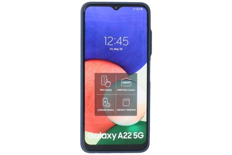 BAOHU Hoesje Geschikt voor Samsung Galaxy A22 5G - Hard Case Backcover Telefoonhoesje Blauw