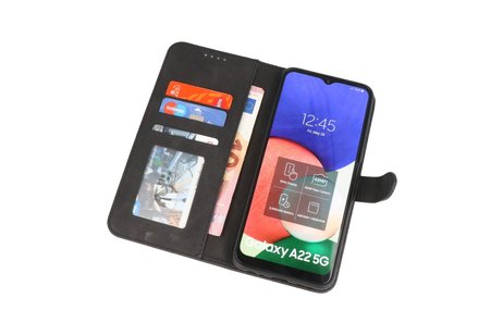 BAOHU Hoesje Geschikt voor Samsung Galaxy A22 5G - Hoesje Book Case Telefoonhoesje - Zwart