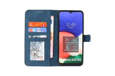 Samsung Galaxy A22 5G Hoesje Book Case Telefoonhoesje Blauw