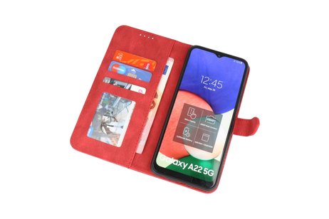 BAOHU Hoesje Geschikt voor Samsung Galaxy A22 5G - Hoesje Book Case Telefoonhoesje - Rood