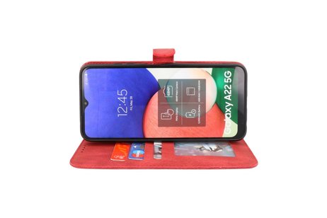 BAOHU Hoesje Geschikt voor Samsung Galaxy A22 5G - Hoesje Book Case Telefoonhoesje - Rood