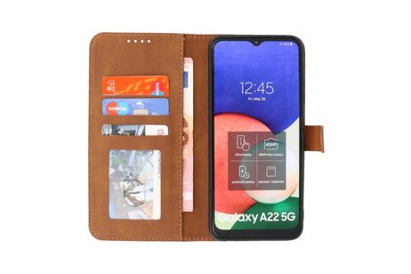 BAOHU Hoesje Geschikt voor Samsung Galaxy A22 5G - Hoesje Book Case Telefoonhoesje - Bruin