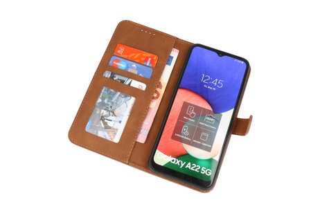 BAOHU Hoesje Geschikt voor Samsung Galaxy A22 5G - Hoesje Book Case Telefoonhoesje - Bruin