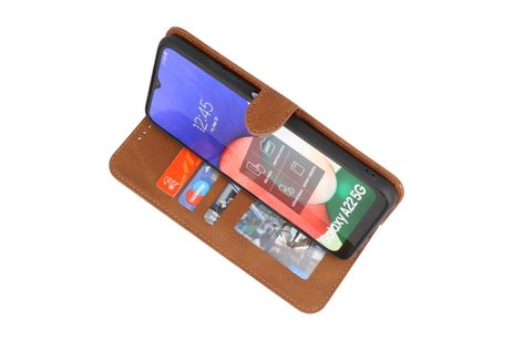 BAOHU Hoesje Geschikt voor Samsung Galaxy A22 5G - Hoesje Book Case Telefoonhoesje - Bruin
