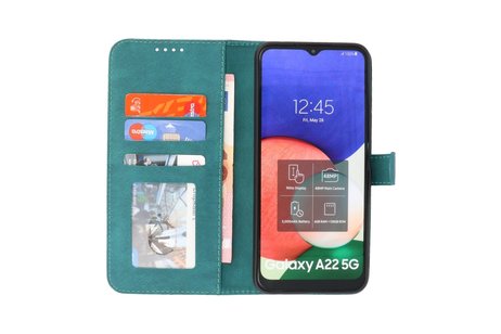 Samsung Galaxy A22 5G Hoesje Book Case Telefoonhoesje Donker Groen