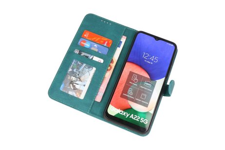 BAOHU Hoesje Geschikt voor Samsung Galaxy A22 5G - Hoesje Book Case Telefoonhoesje - Donker Groen