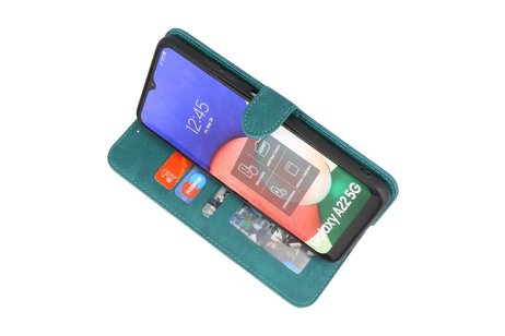 BAOHU Hoesje Geschikt voor Samsung Galaxy A22 5G - Hoesje Book Case Telefoonhoesje - Donker Groen