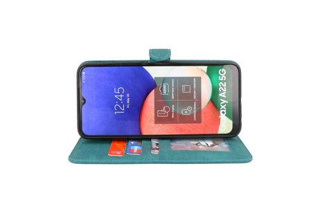 BAOHU Hoesje Geschikt voor Samsung Galaxy A22 5G - Hoesje Book Case Telefoonhoesje - Donker Groen