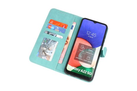 BAOHU Hoesje Geschikt voor Samsung Galaxy A22 5G - Hoesje Book Case Telefoonhoesje - Turquoise