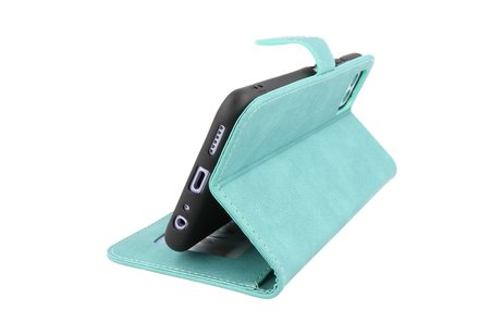 BAOHU Hoesje Geschikt voor Samsung Galaxy A22 5G - Hoesje Book Case Telefoonhoesje - Turquoise