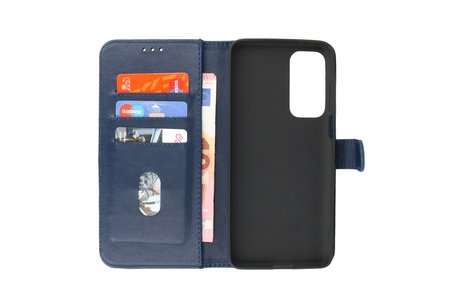 Hoesje Geschikt voor Motorola Moto Edge 20 - Kaarthouder Book Case Telefoonhoesje - Navy