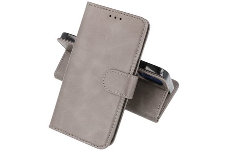 BAOHU Hoesje Geschikt voor iPhone 13 Mini - Kaarthouder Book Case Telefoonhoesje - Grijs