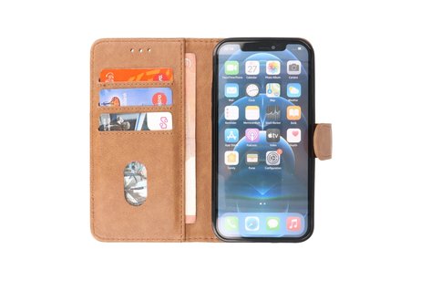 BAOHU Hoesje Geschikt voor iPhone 13 Pro - Kaarthouder Book Case Telefoonhoesje - Bruin
