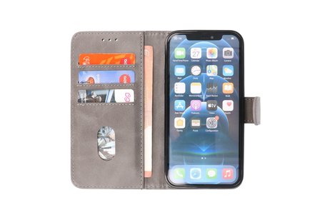 BAOHU Hoesje Geschikt voor iPhone 13 Pro Max - Kaarthouder Book Case Telefoonhoesje - Grijs