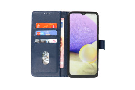 Hoesje Geschikt voor Samsung Galaxy A02s - Kaarthouder Book Case Telefoonhoesje - Navy