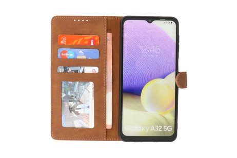 BAOHU Hoesje Geschikt voor Samsung Galaxy A32 5G - Hoesje Book Case Telefoonhoesje - Bruin