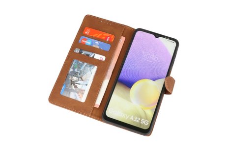 BAOHU Hoesje Geschikt voor Samsung Galaxy A32 5G - Hoesje Book Case Telefoonhoesje - Bruin